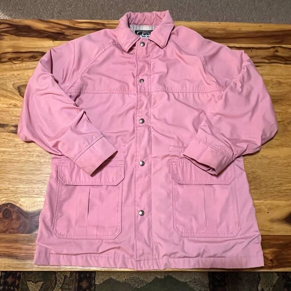 Vintage 80s Woolrich Woman Pink Jacket Wool Lined USA Made Coat Women’s Medium - Picture 1 of 8